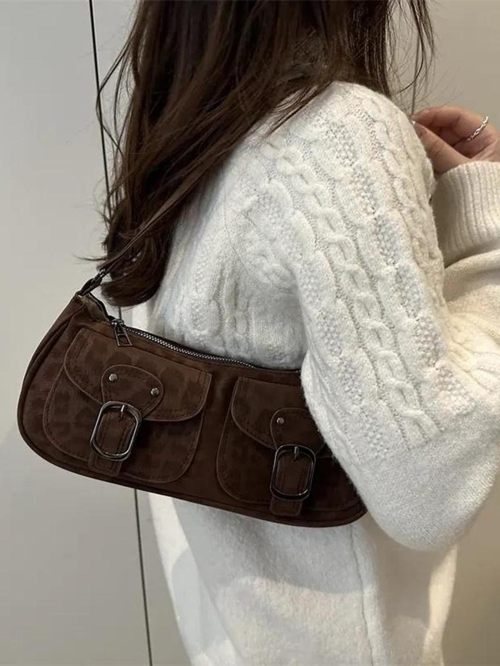 Classic Brown Leopard Print Shoulder Bag